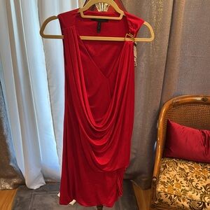 Greek Goddess Red Draped Dress- xs